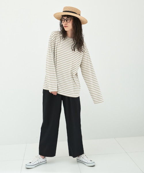 Libra Cue（リブラ キュー）の「リネンミックスイージーパンツ（スラックス・レディース・ブラック/グレイッシュベージュ/レッド・FREE）」の6枚目の写真