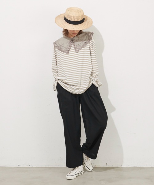 Libra Cue（リブラ キュー）の「リネンミックスイージーパンツ（スラックス・レディース・ブラック/グレイッシュベージュ/レッド・FREE）」の16枚目の写真