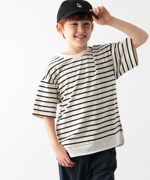 GLOBAL WORK（グローバルワーク）の「ヘビロッTEEレイヤード半袖/162593（Tシャツ/カットソー・キッズ・ホワイト/ブラック/ブルー系その他/ベージュ系その他/カーキ/ブルー・140cm/130cm/160cm/110cm/100cm/150cm/120cm）」の2枚目の写真