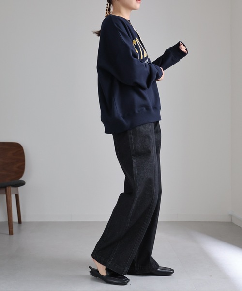 ap retro(アプレトロ)の「センターシームデニムパンツ / ワイドデニムパンツ(デニムパンツ・レディース・ブラック/インディゴブルー・LARGE/MEDIUM)」の20枚目の写真