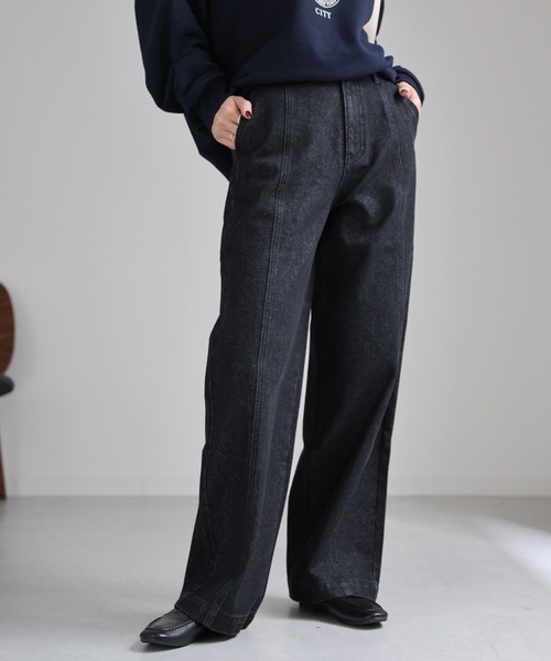 ap retro(アプレトロ)の「センターシームデニムパンツ / ワイドデニムパンツ(デニムパンツ・レディース・ブラック/インディゴブルー・LARGE/MEDIUM)」の13枚目の写真
