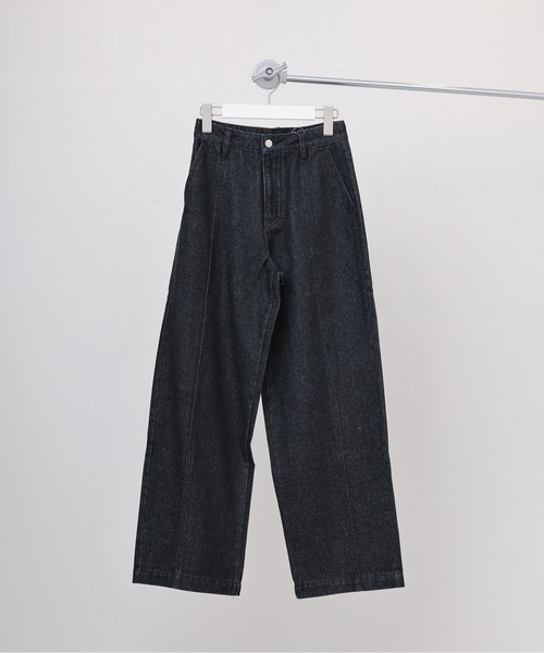 ap retro(アプレトロ)の「センターシームデニムパンツ / ワイドデニムパンツ(デニムパンツ・レディース・ブラック/インディゴブルー・LARGE/MEDIUM)」の6枚目の写真