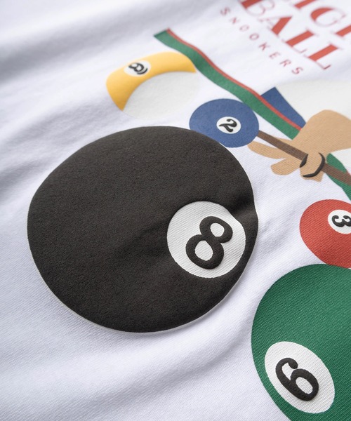 make a ray!（メイク ア レイ！）の「ジェントルマンイラスト「PIZZA&EIGHT BALL」 ワンポイント＆バック発泡プリントデザイン オーバーサイズ 半袖Tシャツ/ビッグシルエット/ USAコットン（Tシャツ/カットソー・メンズ・ブルー/オレンジ/オフホワイト/ブラック/ネイビー/ホワイト・M/L）」の14枚目の写真