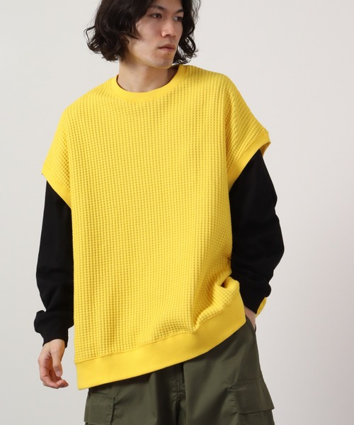 FUNALIVE（ファンアライブ）の「ビッグワッフルBIGベスト（ベスト・メンズ・アイボリー/ブラック/ブルー/グリーン/チャコール/イエロー・M/L）」の6枚目の写真