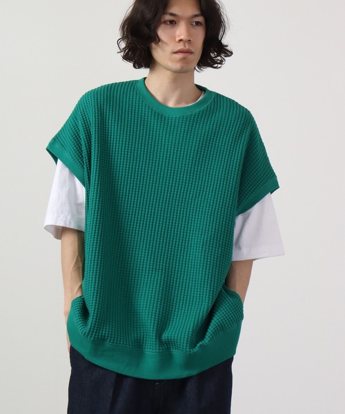 FUNALIVE（ファンアライブ）の「ビッグワッフルBIGベスト（ベスト・メンズ・アイボリー/ブラック/ブルー/グリーン/チャコール/イエロー・M/L）」の4枚目の写真