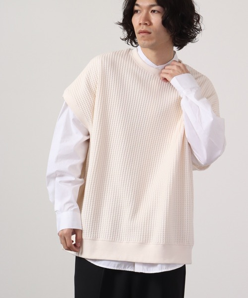 FUNALIVE（ファンアライブ）の「ビッグワッフルBIGベスト（ベスト・メンズ・アイボリー/ブラック/ブルー/グリーン/チャコール/イエロー・M/L）」の2枚目の写真