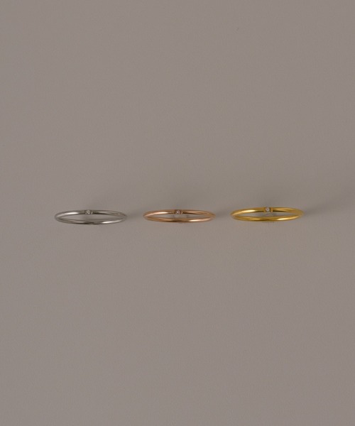 muku（ムク）の「金属アレルギー対応 ワンポイントジルコニアストーンリング/サージカルステンレス/316L（リング・レディース・シルバー/ゴールド/シャンパン・11/9/7/13）」の3枚目の写真