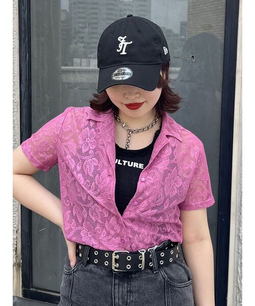 jouetie（ジュエティ）の「ヴィンテージライクレースブラウス【クロップドブラウス】（シャツ/ブラウス・レディース・ピンク/ブラック/オフホワイト・MEDIUM）」の3枚目の写真