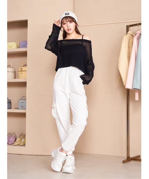 Darich（ダーリッチ）の「ジャガードメッシュニットトップス（シャツ/ブラウス・レディース・ブラック/ピンク/サックスブルー・FREE）」の10枚目の写真