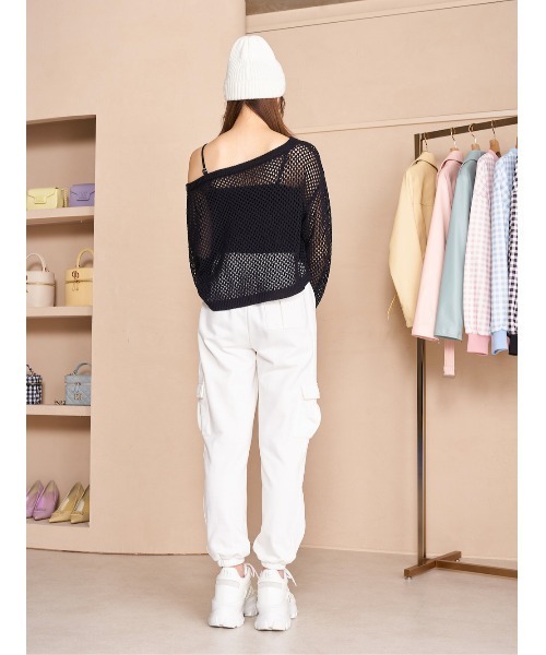 Darich（ダーリッチ）の「ジャガードメッシュニットトップス（シャツ/ブラウス・レディース・ブラック/ピンク/サックスブルー・FREE）」の12枚目の写真