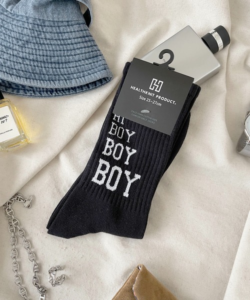 Healthknit(ヘルスニット)の「Healthknit Product/ヘルスニットプロダクト 靴下 クルーソックス ブランド ロゴ スポーツ ストリート ハイソックス(ソックス/靴下・メンズ・サックスブルー/グリーン/ホワイト系1/ブラック系1/ブラック系2/ホワイト系2・25-27CM)」の4枚目の写真