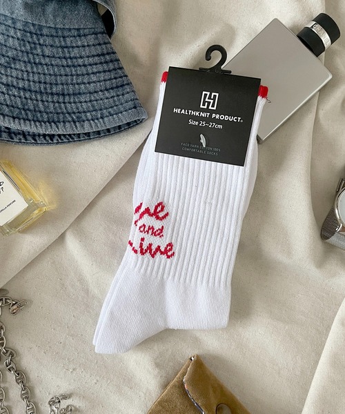 Healthknit(ヘルスニット)の「Healthknit Product/ヘルスニットプロダクト 靴下 クルーソックス ブランド ロゴ スポーツ ストリート ハイソックス(ソックス/靴下・メンズ・サックスブルー/グリーン/ホワイト系1/ブラック系1/ブラック系2/ホワイト系2・25-27CM)」の13枚目の写真