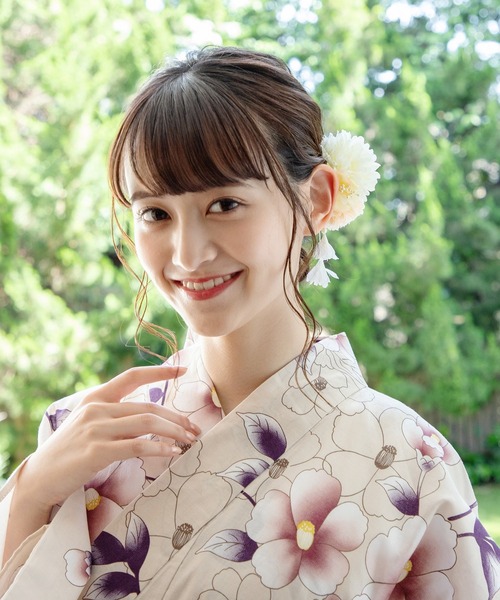 Honeys（ハニーズ）の「浴衣ダリアコサージュヘアクリップ（バレッタ/ヘアクリップ・レディース・アイボリー/ラベンダー/パープル・FREE）」の6枚目の写真