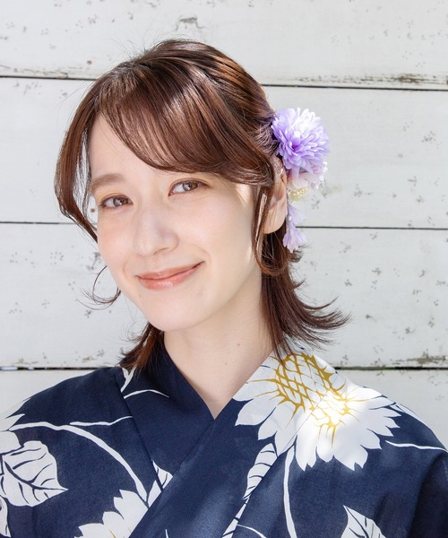 Honeys（ハニーズ）の「浴衣ダリアコサージュヘアクリップ（バレッタ/ヘアクリップ・レディース・アイボリー/ラベンダー/パープル・FREE）」の10枚目の写真