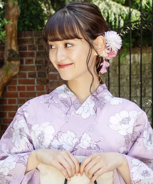 Honeys（ハニーズ）の「浴衣ダリアコサージュヘアクリップ（バレッタ/ヘアクリップ・レディース・アイボリー/ラベンダー/パープル・FREE）」の14枚目の写真