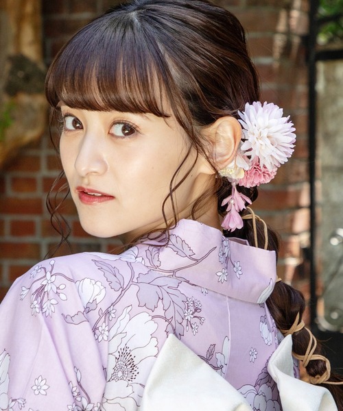 Honeys（ハニーズ）の「浴衣ダリアコサージュヘアクリップ（バレッタ/ヘアクリップ・レディース・アイボリー/ラベンダー/パープル・FREE）」の15枚目の写真