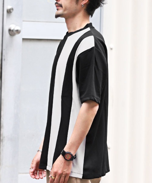 LUXSTYLE(ラグスタイル)の「梨地カラー切替BIGTシャツ(Tシャツ/カットソー・メンズ・ブラック×ホワイト/ホワイト×ブラック/ホワイト×ブルー/ホワイト×ライトグレー・L/M)」の15枚目の写真