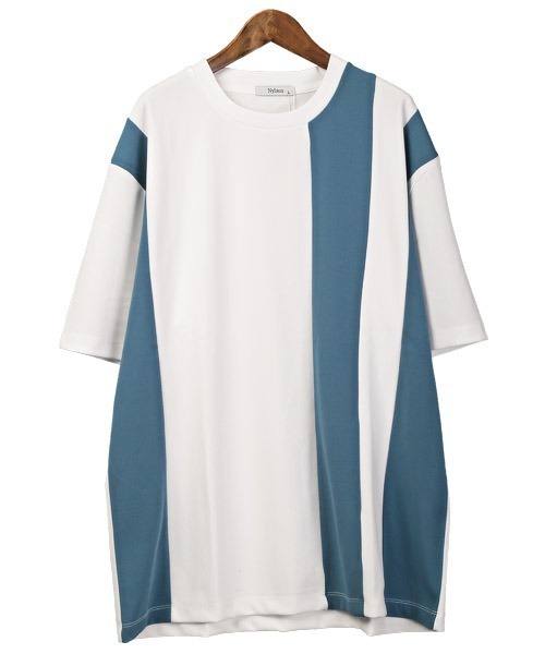 LUXSTYLE(ラグスタイル)の「梨地カラー切替BIGTシャツ(Tシャツ/カットソー・メンズ・ブラック×ホワイト/ホワイト×ブラック/ホワイト×ブルー/ホワイト×ライトグレー・L/M)」の13枚目の写真