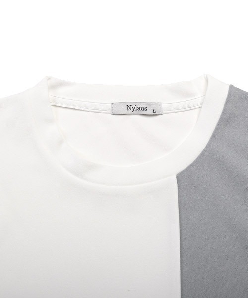 LUXSTYLE(ラグスタイル)の「梨地カラー切替BIGTシャツ(Tシャツ/カットソー・メンズ・ブラック×ホワイト/ホワイト×ブラック/ホワイト×ブルー/ホワイト×ライトグレー・L/M)」の10枚目の写真