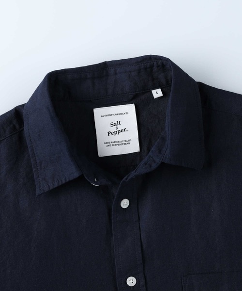 Salt&Pepper（ソルトアンドペッパー）の「【Salt&Pepper】綿麻レギュラー半袖シャツ（シャツ/ブラウス・メンズ・ホワイト/ネイビー/サックスブルー・L/S/M/XL）」の7枚目の写真