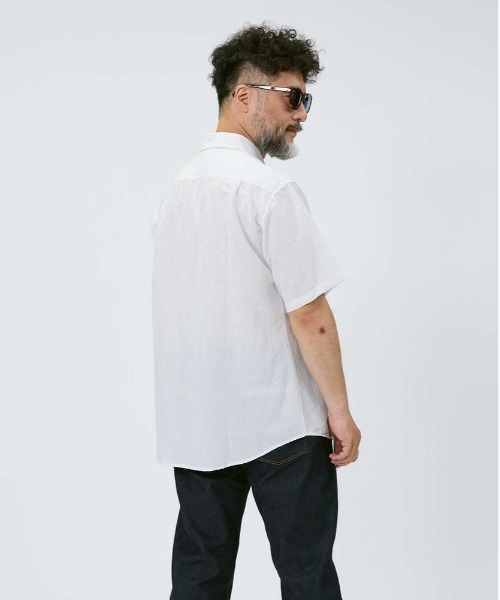 Salt&Pepper（ソルトアンドペッパー）の「【Salt&Pepper】綿麻レギュラー半袖シャツ（シャツ/ブラウス・メンズ・ホワイト/ネイビー/サックスブルー・L/S/M/XL）」の13枚目の写真