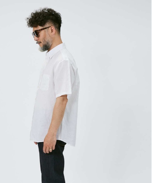 Salt&Pepper（ソルトアンドペッパー）の「【Salt&Pepper】綿麻レギュラー半袖シャツ（シャツ/ブラウス・メンズ・ホワイト/ネイビー/サックスブルー・L/S/M/XL）」の12枚目の写真