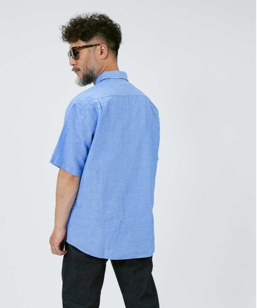 Salt&Pepper（ソルトアンドペッパー）の「【Salt&Pepper】綿麻レギュラー半袖シャツ（シャツ/ブラウス・メンズ・ホワイト/ネイビー/サックスブルー・L/S/M/XL）」の18枚目の写真