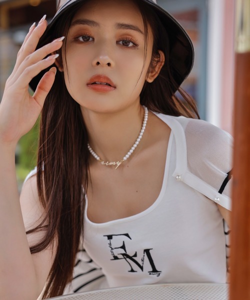 EIMY ISTOIRE(エイミーイストワール)の「エンブロイダリーEMロゴタンクトップ(タンクトップ・レディース・ネイビー/グレー/ホワイト/ピンク/その他/ブラック・FREE)」の11枚目の写真