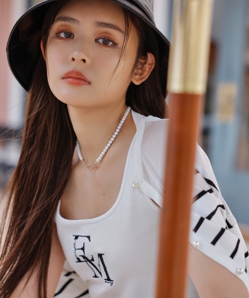EIMY ISTOIRE(エイミーイストワール)の「エンブロイダリーEMロゴタンクトップ(タンクトップ・レディース・ネイビー/グレー/ホワイト/ピンク/その他/ブラック・FREE)」の12枚目の写真