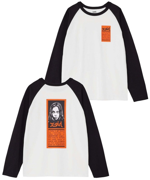 X-girl（エックスガール）の「WORDS FACE B/B TEE（Tシャツ/カットソー・レディース・ホワイト/ブラック・L/M/S/XL）」の2枚目の写真