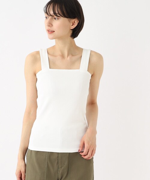 OPAQUE.CLIP（オペークドットクリップ）の「ワイドストラップキャミソール【洗濯機洗い可】（タンクトップ・レディース・ブラック/キャメル/オフホワイト・38/40）」の2枚目の写真