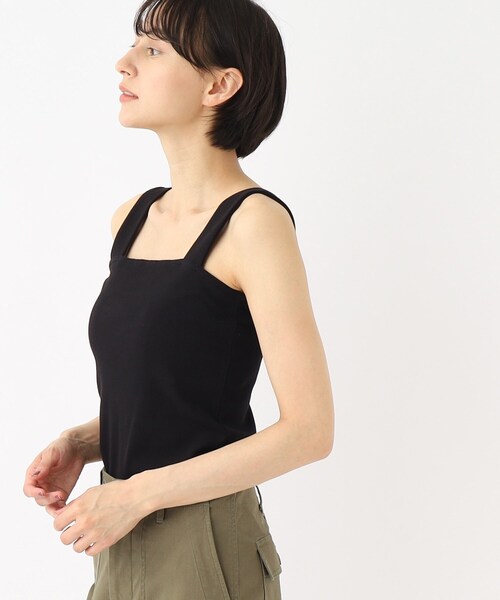 OPAQUE.CLIP（オペークドットクリップ）の「ワイドストラップキャミソール【洗濯機洗い可】（タンクトップ・レディース・ブラック/キャメル/オフホワイト・38/40）」の10枚目の写真