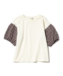 SHOO・LA・RUE（シューラルー）の「◆【110-140cm】袖アソート布帛ドッキングプルオーバー（Tシャツ/カットソー・キッズ）」