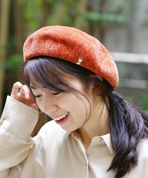 チチカカ（チチカカ）の「モールヤーンベレー帽（ハンチング/ベレー帽・レディース・ベージュ/オレンジ/チャコールグレー/ダークグリーン/イエロー/パープル・FREE）」の10枚目の写真