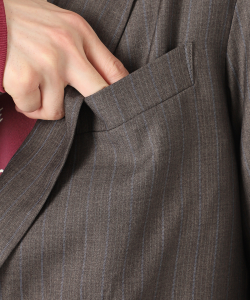 JOURNAL STANDARD relume(ジャーナルスタンダード レリューム)の「TR ストライプ ダブルブレストジャケット(テーラードジャケット・メンズ・グレー/ブラウン/ブラック・LARGE/MEDIUM)」の12枚目の写真