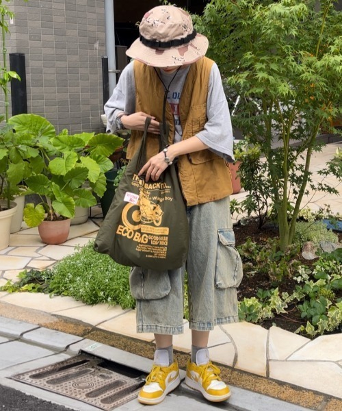 WudgeBoy(ワッジボーイ)の「college nylon eco bag(エコバッグ/サブバッグ・レディース・グレー/オレンジ/カーキ・FREE)」の5枚目の写真
