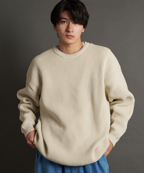 JACKROSE(ジャックローズ)の「JE-レイヤードクルーニット(ニット/セーター・メンズ・アイボリー/ブラック/ブルーグリーン/オレンジ・M/L)」の5枚目の写真