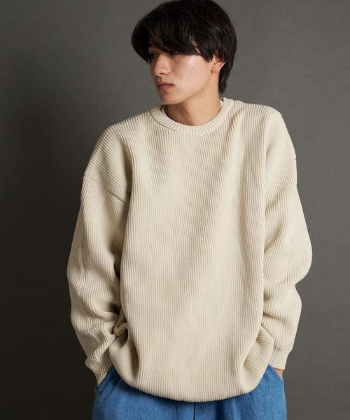 JACKROSE(ジャックローズ)の「JE-レイヤードクルーニット(ニット/セーター・メンズ・アイボリー/ブラック/ブルーグリーン/オレンジ・M/L)」の6枚目の写真