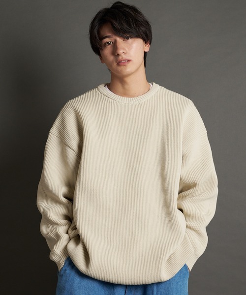 JACKROSE(ジャックローズ)の「JE-レイヤードクルーニット(ニット/セーター・メンズ・アイボリー/ブラック/ブルーグリーン/オレンジ・M/L)」の7枚目の写真