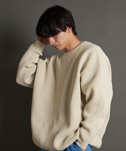 JACKROSE(ジャックローズ)の「JE-レイヤードクルーニット(ニット/セーター・メンズ・アイボリー/ブラック/ブルーグリーン/オレンジ・M/L)」の8枚目の写真