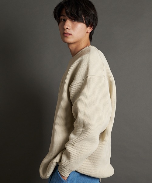 JACKROSE(ジャックローズ)の「JE-レイヤードクルーニット(ニット/セーター・メンズ・アイボリー/ブラック/ブルーグリーン/オレンジ・M/L)」の10枚目の写真