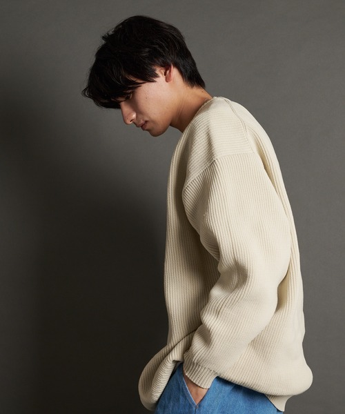 JACKROSE(ジャックローズ)の「JE-レイヤードクルーニット(ニット/セーター・メンズ・アイボリー/ブラック/ブルーグリーン/オレンジ・M/L)」の11枚目の写真