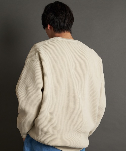 JACKROSE(ジャックローズ)の「JE-レイヤードクルーニット(ニット/セーター・メンズ・アイボリー/ブラック/ブルーグリーン/オレンジ・M/L)」の12枚目の写真