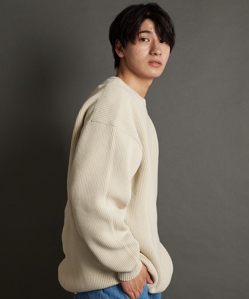 JACKROSE(ジャックローズ)の「JE-レイヤードクルーニット(ニット/セーター・メンズ・アイボリー/ブラック/ブルーグリーン/オレンジ・M/L)」の17枚目の写真