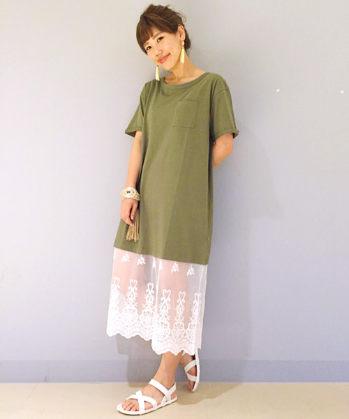 Kastane（カスタネ）の「【Kastane】ドッキングワンピース（ワンピース・レディース・アイボリー/グレー/カーキ・FREE）」の3枚目の写真