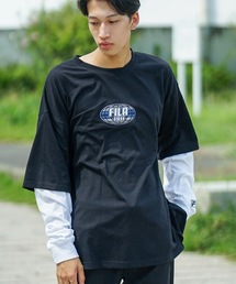 【FILA/フィラ】フェイクレイヤード　胸ワンポイント刺繍　ロンT ドロップショルダー ストリート ビッグシルエット