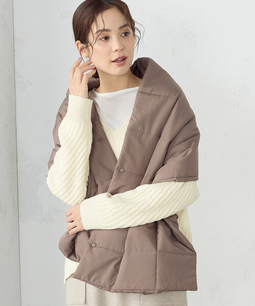 MONO COMME CA(モノコムサ)の「中綿キルトストール(ストール/ショール・レディース・ブラック/モカ・FREE)」の2枚目の写真