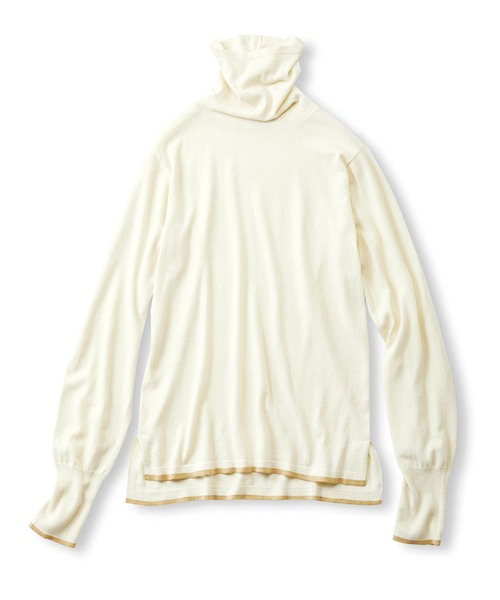 Live in comfort(リブインコンフォート)の「リブ イン コンフォート 一枚でもインナーにも!エアリーな着心地がうれしい カポック混素材のゆるやかタートルニットトップス(ニット/セーター・レディース・オフホワイト/ブルー/ブラック・LARGE/X-LARGE/MEDIUM/XX-LARGE/SMALL)」の1枚目の写真