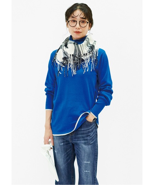 Live in comfort(リブインコンフォート)の「リブ イン コンフォート 一枚でもインナーにも!エアリーな着心地がうれしい カポック混素材のゆるやかタートルニットトップス(ニット/セーター・レディース・オフホワイト/ブルー/ブラック・LARGE/X-LARGE/MEDIUM/XX-LARGE/SMALL)」の7枚目の写真