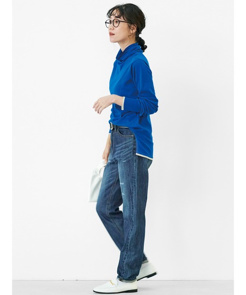 Live in comfort(リブインコンフォート)の「リブ イン コンフォート 一枚でもインナーにも!エアリーな着心地がうれしい カポック混素材のゆるやかタートルニットトップス(ニット/セーター・レディース・オフホワイト/ブルー/ブラック・LARGE/X-LARGE/MEDIUM/XX-LARGE/SMALL)」の5枚目の写真